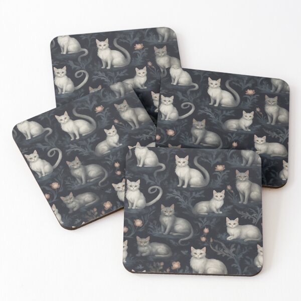 Item preview, Enchanted Felines: Elegant Cats and Florals on Midnight Canvas designed and sold by nouveaudecor.