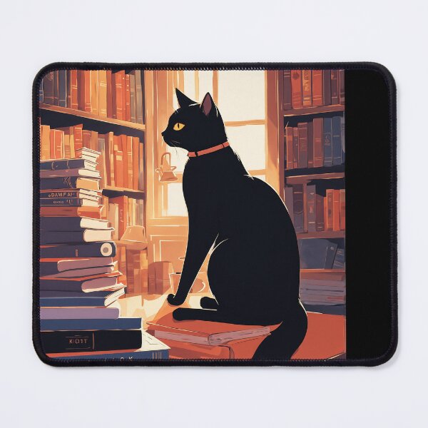Item preview, Cute Cat in Library - Adorable Art for Book and Cat Lovers designed and sold by Catophile.