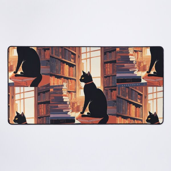 Item preview, Cute Cat in Library - Adorable Art for Book and Cat Lovers designed and sold by Catophile.