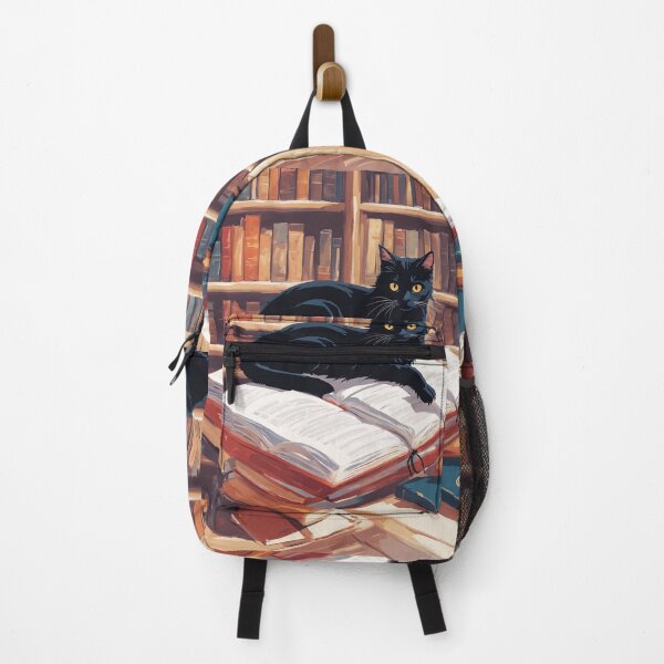 Item preview, Black Cat in Library Laying on Open Book - Perfect Art for Cat Lovers bookstack, bookstore designed and sold by Catophile.