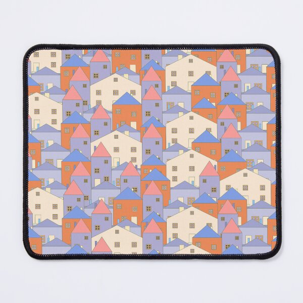 Item preview, Small, pastel houses. Blue, orange, lilac, pastel navy blue. designed and sold by My-fake-places.