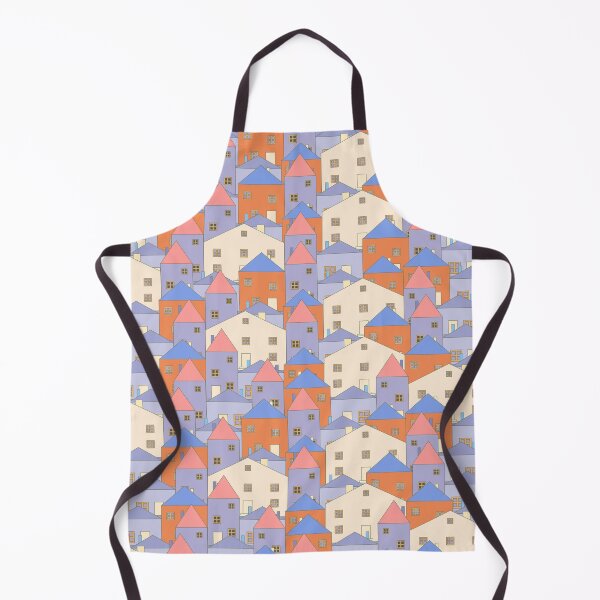 Item preview, Small, pastel houses. Blue, orange, lilac, pastel navy blue. designed and sold by My-fake-places.
