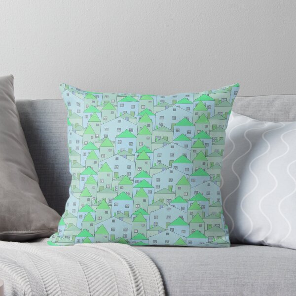 Item preview, Small, pastel houses. Blue, turquoise, celadon.2 designed and sold by My-fake-places.