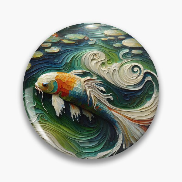 Item preview, Koi Fish Feng Shui Pond Painting designed and sold by FengShuiLounge.