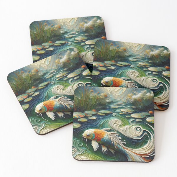 Item preview, Koi Fish Feng Shui Pond Painting designed and sold by FengShuiLounge.