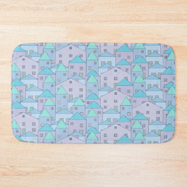 Item preview, Small, pastel houses. Blue, sky blue, pastel navy blue. designed and sold by My-fake-places.