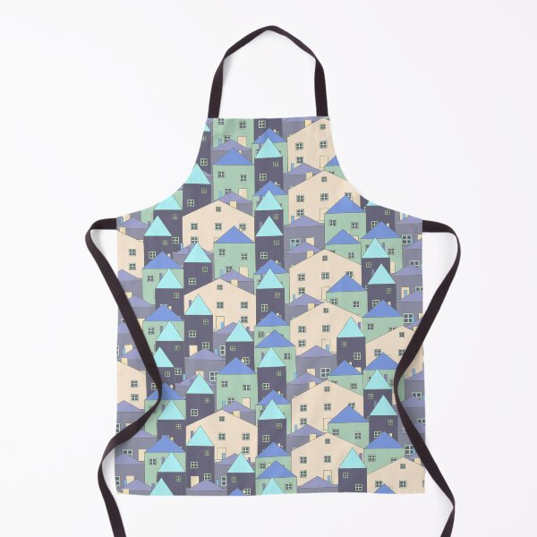 Item preview, Small, pastel houses. Blue, dark navy, pastel navy blue. designed and sold by My-fake-places.
