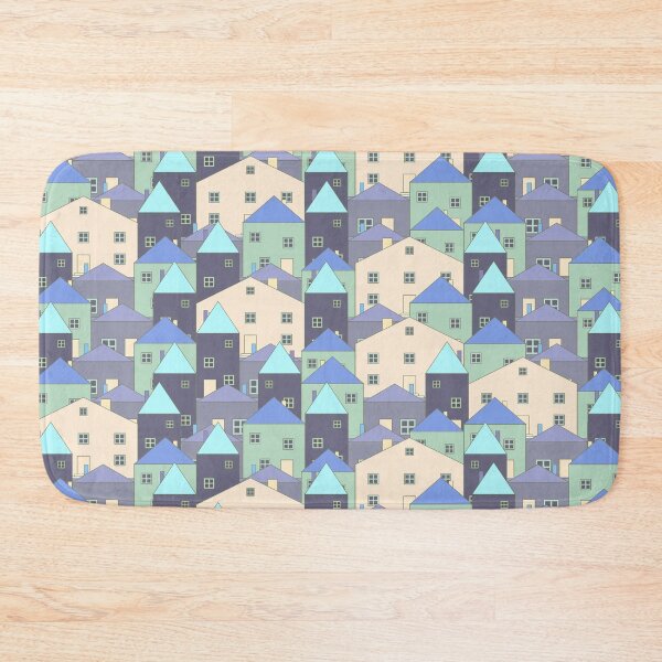 Item preview, Small, pastel houses. Blue, dark navy, pastel navy blue. designed and sold by My-fake-places.