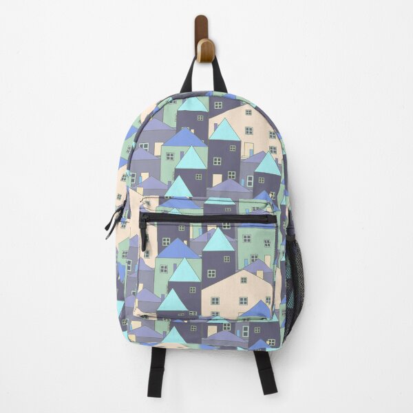 Item preview, Small, pastel houses. Blue, dark navy, pastel navy blue. designed and sold by My-fake-places.