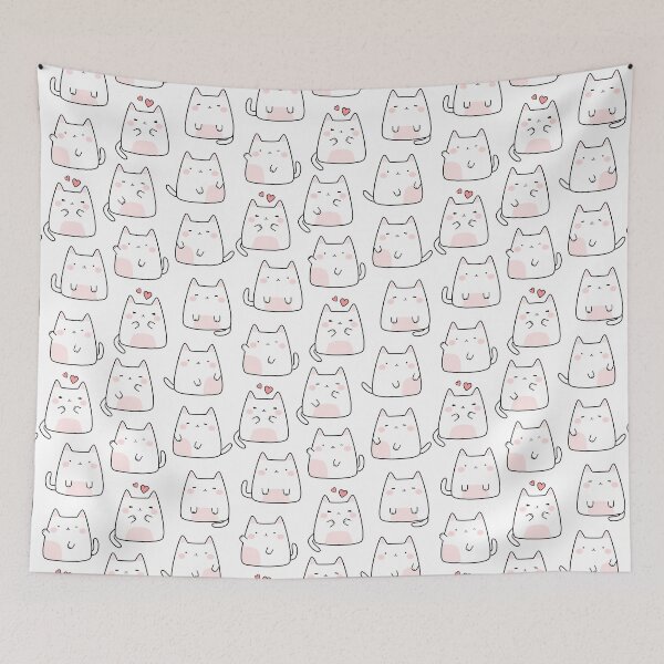 Item preview, Lots of cats kawaii with hearts pastel pattern designed and sold by MatysDesign.