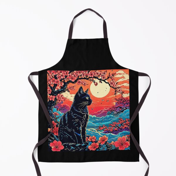 Item preview, Cat with sakura petals, sunset background. designed and sold by Catophile.