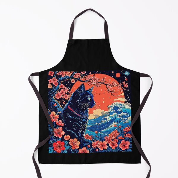 Item preview, Cat with a sakura sunset .japanese art e-ukiyo designed and sold by Catophile.