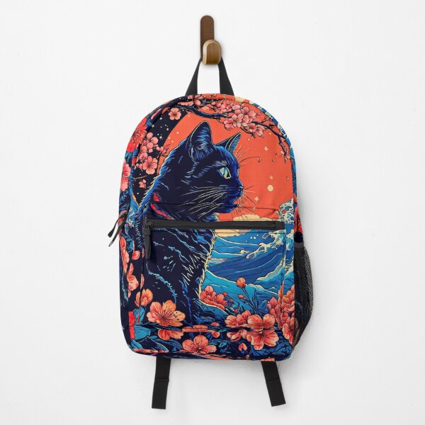 Item preview, Cat with a sakura sunset .japanese art e-ukiyo designed and sold by Catophile.
