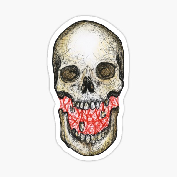 Skull Unhinged Jaw multi pattern Sticker