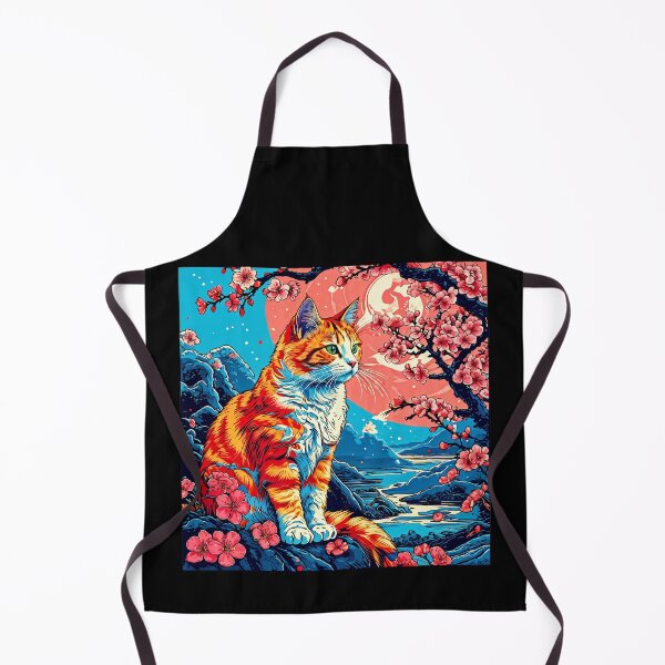 Item preview, Illustration of a cat under cherry blossoms at sunset. designed and sold by Catophile.
