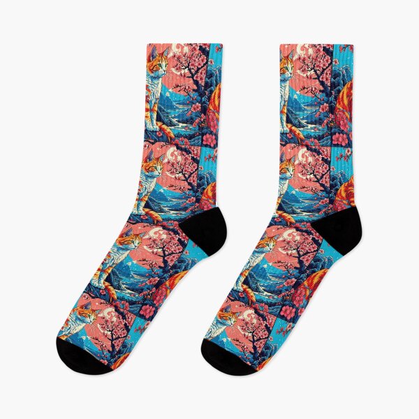 Item preview, Illustration of a cat under cherry blossoms at sunset. designed and sold by Catophile.