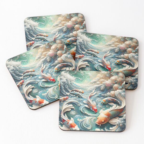 Item preview, Koi Fish Pond Clouds and Waves designed and sold by FengShuiLounge.