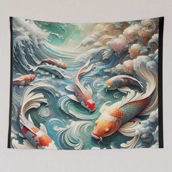 Item preview, Koi Fish Pond Clouds and Waves designed and sold by FengShuiLounge.