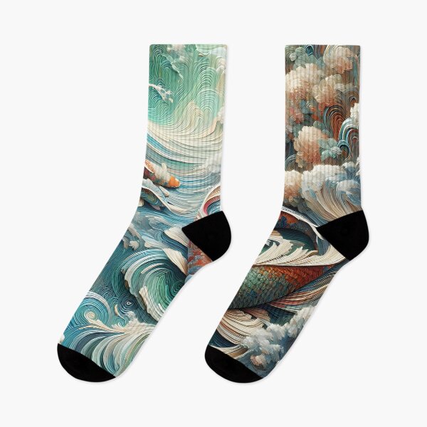 Item preview, Koi Fish Pond Clouds and Waves designed and sold by FengShuiLounge.