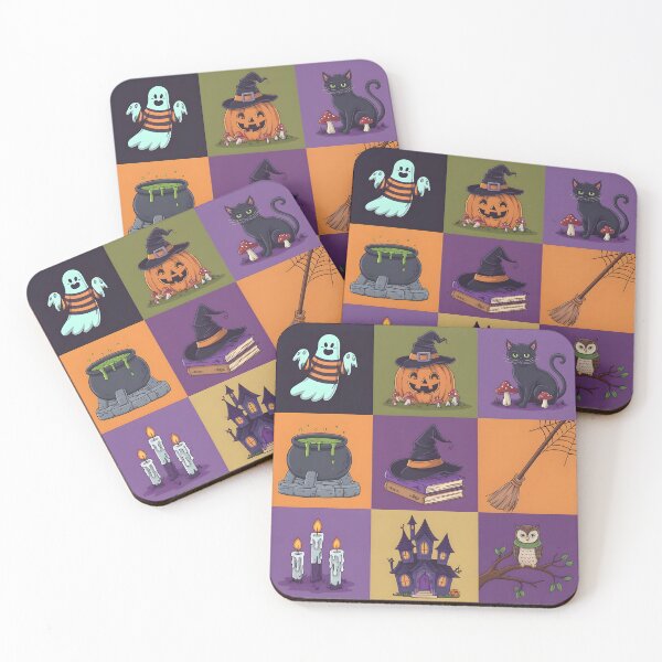 Item preview, Cute Orange and Purple Spooky Halloween ghost balck cat ,haunted house and pumpkin pack designed and sold by SOUFIANE1991.