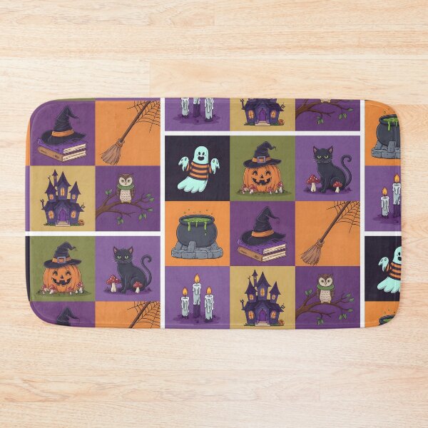 Item preview, Cute Orange and Purple Spooky Halloween ghost balck cat ,haunted house and pumpkin pack designed and sold by SOUFIANE1991.