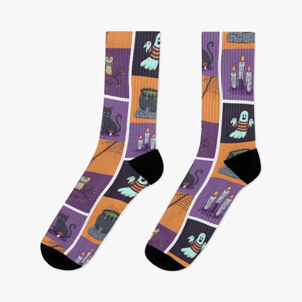 Item preview, Cute Orange and Purple Spooky Halloween ghost balck cat ,haunted house and pumpkin pack designed and sold by SOUFIANE1991.