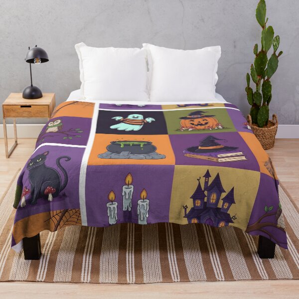 Item preview, Cute Orange and Purple Spooky Halloween ghost balck cat ,haunted house and pumpkin pack designed and sold by SOUFIANE1991.