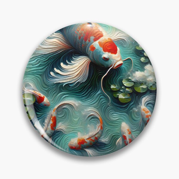 Item preview, Koi Fish Pond Japanese Art designed and sold by FengShuiLounge.