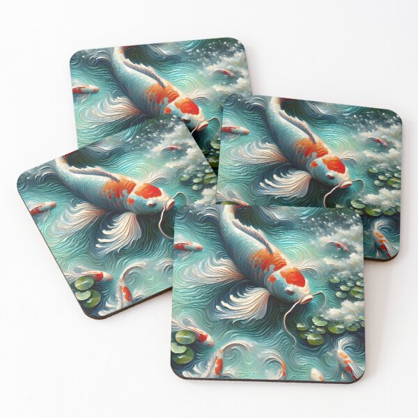 Item preview, Koi Fish Pond Japanese Art designed and sold by FengShuiLounge.