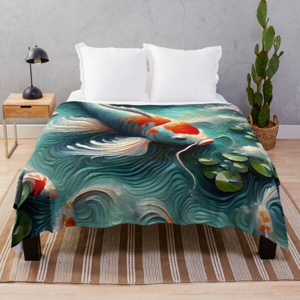 Item preview, Koi Fish Pond Japanese Art designed and sold by FengShuiLounge.