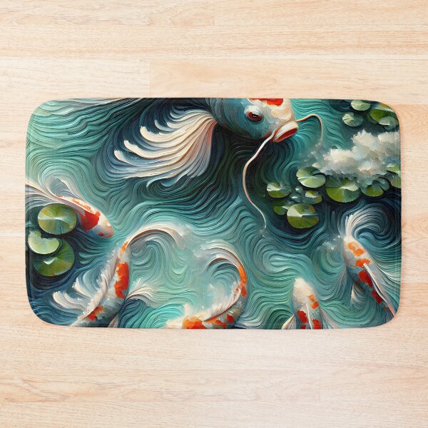 Item preview, Koi Fish Pond Japanese Art designed and sold by FengShuiLounge.