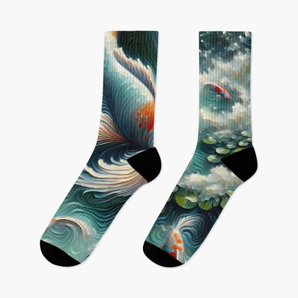 Item preview, Koi Fish Pond Japanese Art designed and sold by FengShuiLounge.