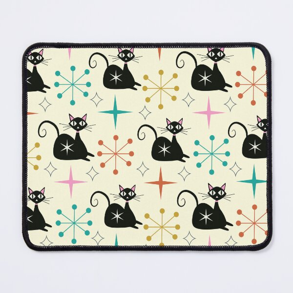 Item preview, Mid Century Black Atomic Cat with Starbursts  designed and sold by Yasminepatterns .