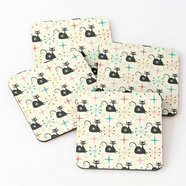 Item preview, Mid Century Black Atomic Cat with Starbursts  designed and sold by Yasminepatterns .