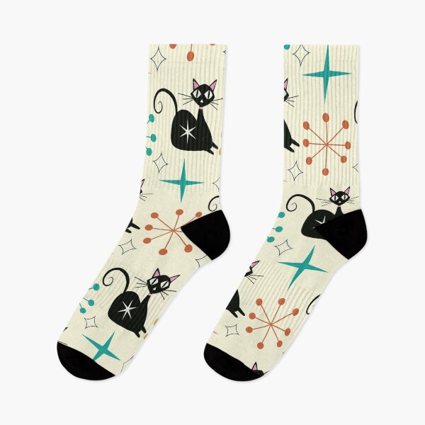 Item preview, Mid Century Black Atomic Cat with Starbursts  designed and sold by Yasminepatterns .