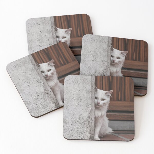 Item preview, A white cat is secretly looking at you. designed and sold by AttaboyStudio.