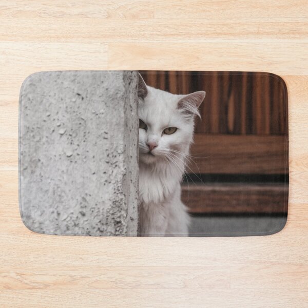 Item preview, A white cat is secretly looking at you. designed and sold by AttaboyStudio.