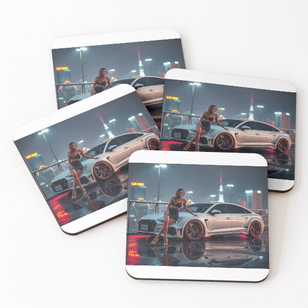 Item preview, A beautiful woman in a mini skirt poses and leans against an Audi RS designed and sold by Salimgor Hangaround Music.