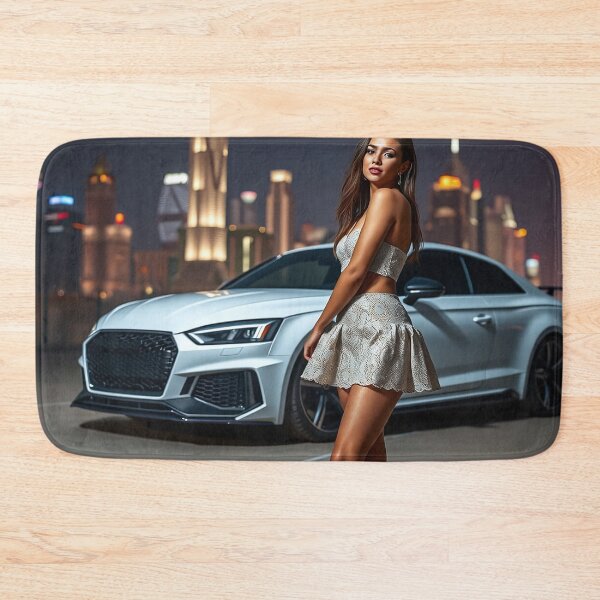 Item preview, A beautiful woman in a white mini skirt poses and leans against an Audi RS designed and sold by Salimgor Hangaround Music.