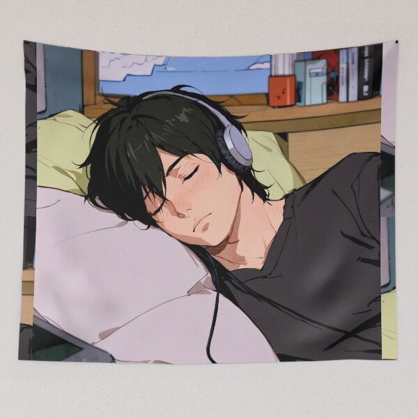 Item preview, Lofi beats handsome boy sleeping designed and sold by Mrwolf-designs.