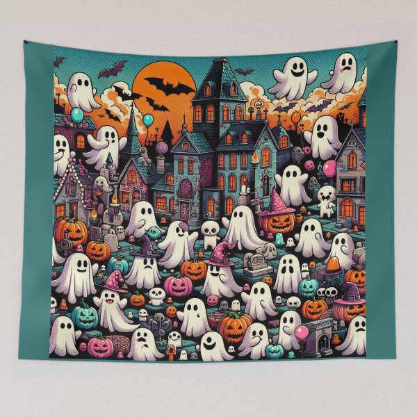 Item preview, Baroque Halloween Teal Tiny Ghosts designed and sold by DesignsByPrnces.