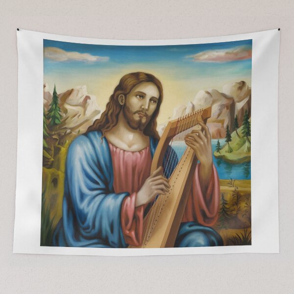 Item preview, VINTAGE CHERUB PLAYING HARP WITH JESUS  designed and sold by Obinne.