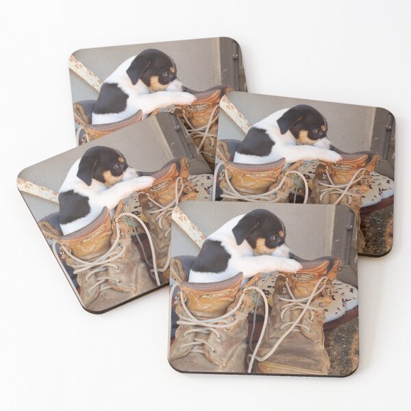 Item preview, Puppy sitting in old boots designed and sold by ThornetreeGen.