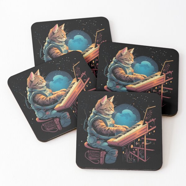 Item preview, A cat playing a synthesizer in space designed and sold by TeeTemptation.
