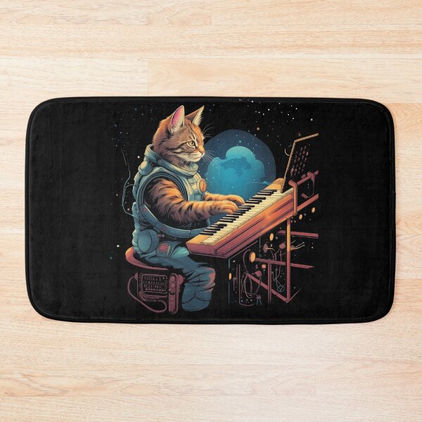 Item preview, A cat playing a synthesizer in space designed and sold by TeeTemptation.