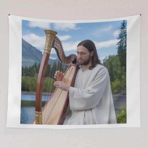 Item preview, "@JESUS PLAYING HARP ". HARP LOVERS  designed and sold by Obinne.