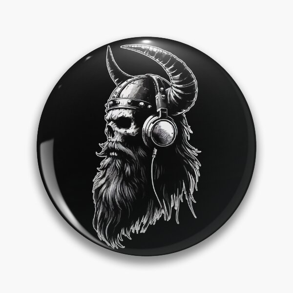 Item preview, Viking Monochromatic Skull Beard with Headphone designed and sold by TomFrontierArt.