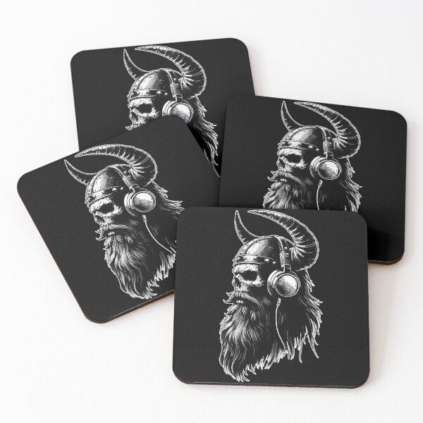 Item preview, Viking Monochromatic Skull Beard with Headphone designed and sold by TomFrontierArt.