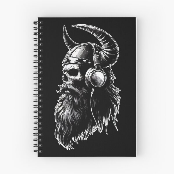 Item preview, Viking Monochromatic Skull Beard with Headphone designed and sold by TomFrontierArt.