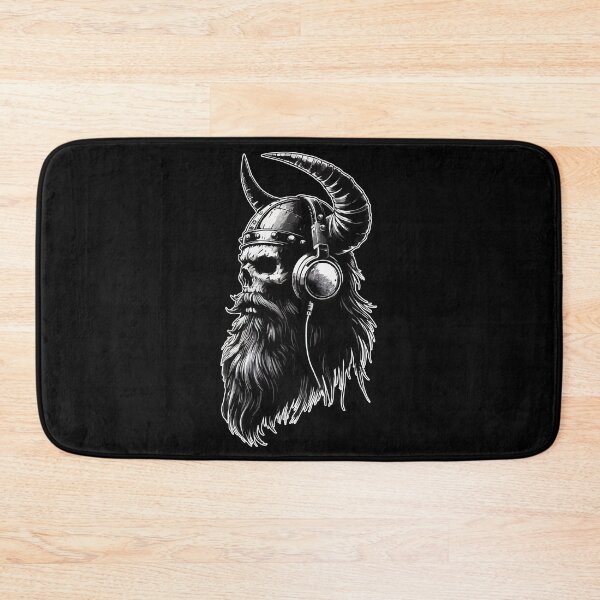 Item preview, Viking Monochromatic Skull Beard with Headphone designed and sold by TomFrontierArt.